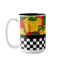 Funky Tri-Colour Peppers y Checkerboard