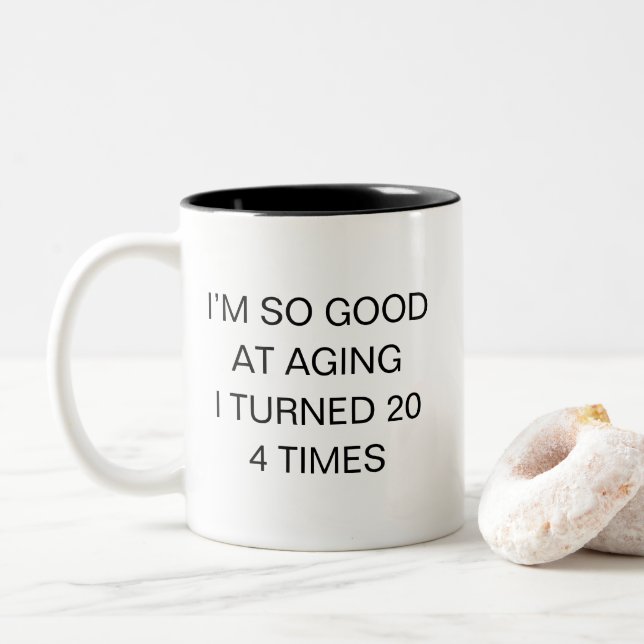 Taza Bicolor Funny 80th Birthday (Con donut)
