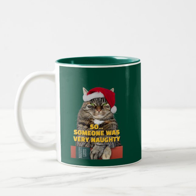 Taza Bicolor Funny angry cat Christmas  (Izquierda)