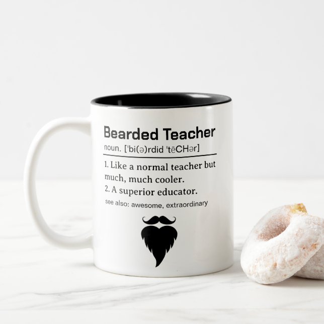 Taza Bicolor Funny Bearded Teacher Definition (Con donut)