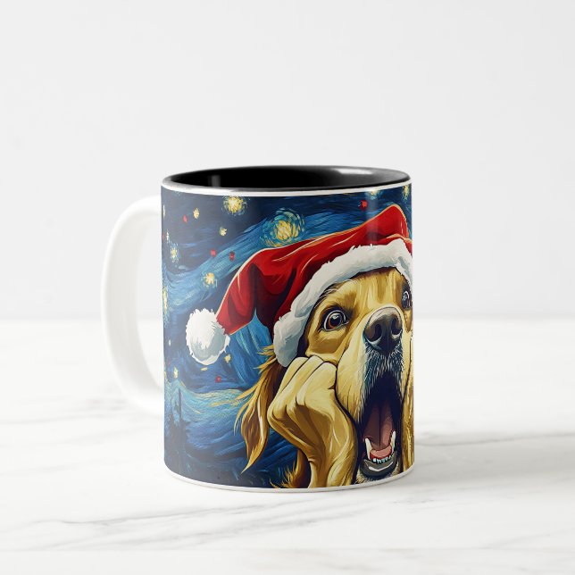 Taza Bicolor Funny Christmas dog Mugs | Merry Christmas Mug (Anverso izquierdo)