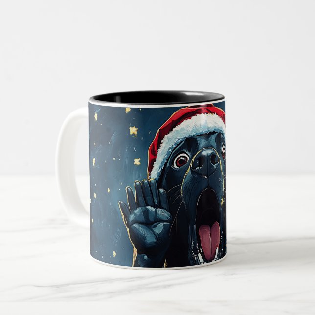 Taza Bicolor Funny Christmas dog Mugs | Merry Christmas Mug (Anverso izquierdo)