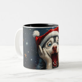 Taza Bicolor Funny Christmas dog Mugs | Merry Christmas Mug