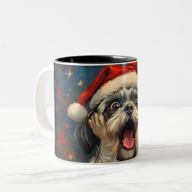 Taza Bicolor Funny Christmas dog Mugs | Merry Christmas Mug (Anverso izquierdo)