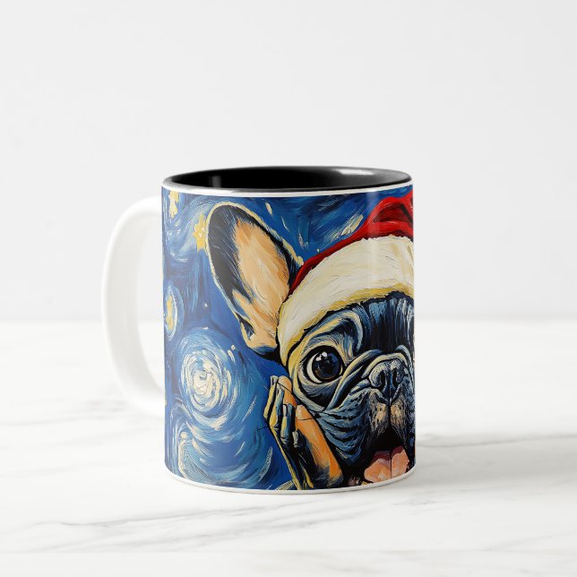 Taza Bicolor Funny Christmas dog Mugs | Merry Christmas Mug (Anverso izquierdo)