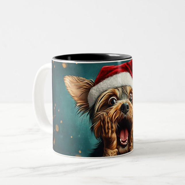 Taza Bicolor Funny Christmas dog Mugs | Merry Christmas Mug (Anverso izquierdo)