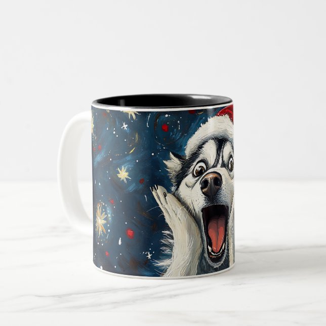 Taza Bicolor Funny Christmas dog Mugs | Merry Christmas Mug (Anverso izquierdo)