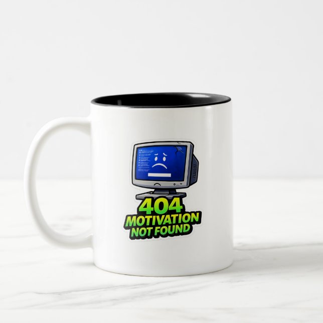 Taza Bicolor  Funny Computer 404 Motivation Coffee Mug (Izquierda)