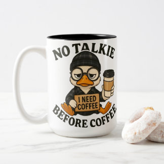 Taza Bicolor Funny Duck Coffee Lover Cute Cartoon Graphic