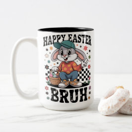 Taza Bicolor Funny Easter Bunny Bruh | Cool Rabbit With Sunglas