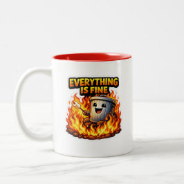 Taza Bicolor Funny Everything Is Fine Trash Can Mug