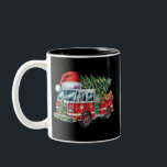 Taza Bicolor Funny Firetruck Santa Hat Christmas Tree Lights<br><div class="desc">Funny Firetruck Santa Hat Christmas Tree Lights</div>