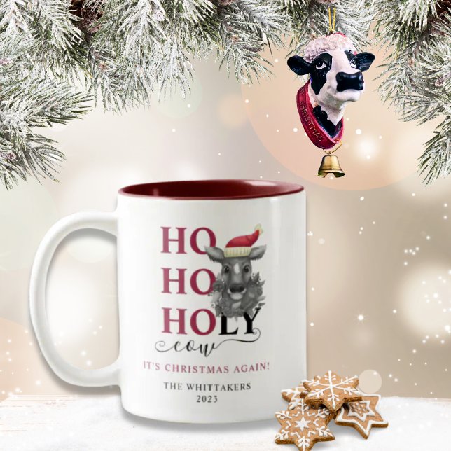 Taza Bicolor Funny Holy Cow Navidades (Subido por el creador)