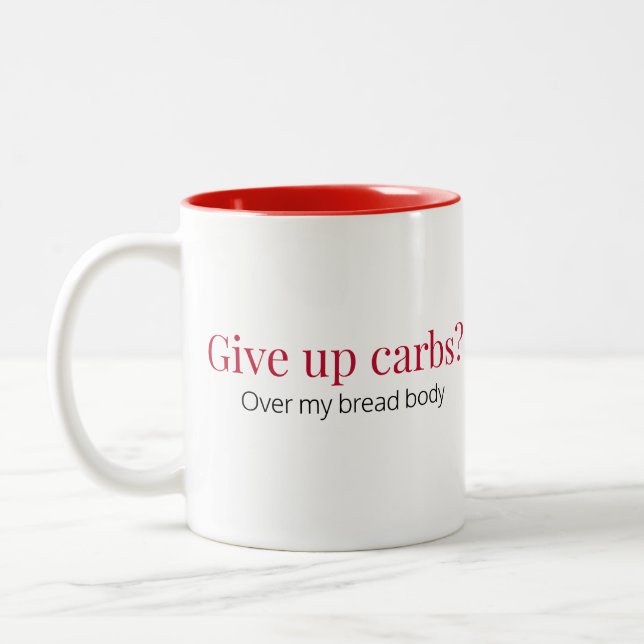Taza Bicolor Funny Humorístico Carb Lover Red (Izquierda)