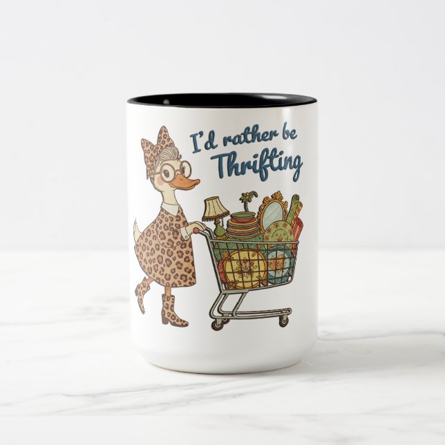 Taza Bicolor Funny I'd Rather Be Thrifting (Centro)