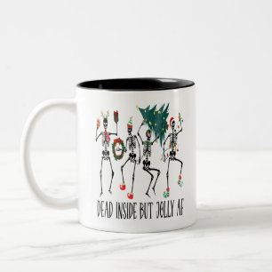 Taza Bicolor Funny Muerto Dentro Pero Jolly Bailando Skeleton S