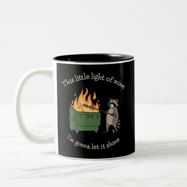 Taza Bicolor Funny Parody Dumpster Fire Raccoon Mental Health (Izquierda)