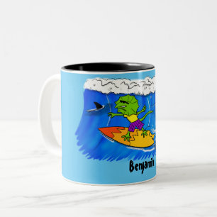Taza Bicolor Funny personalizado de surf con lagarto frito