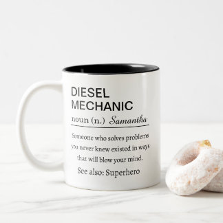 Taza Bicolor Funny Personalized Diesel Mechanic Definition