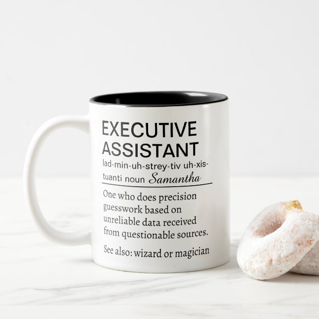 Taza Bicolor Funny Personalized Executive Assistant Definition  (Con donut)