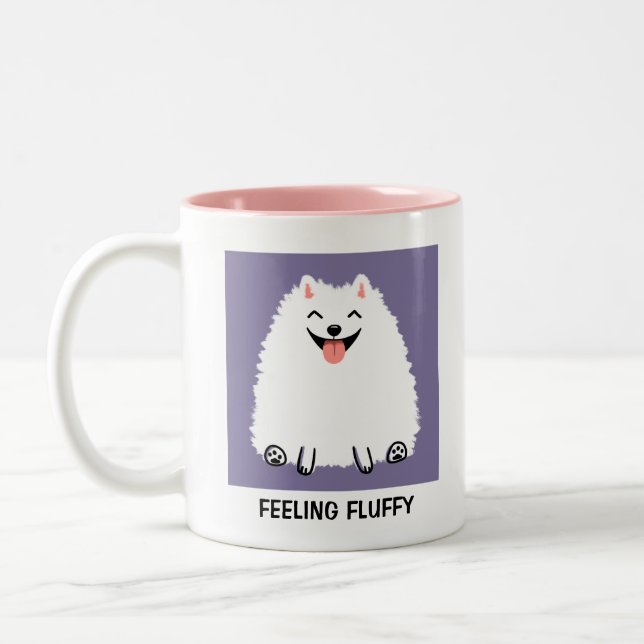 Taza Bicolor Funny Pomeranian Sensándose Personalizado esponjos (Izquierda)