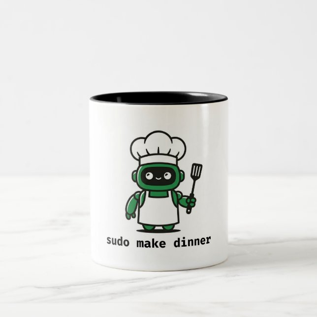 Taza Bicolor Funny Programmer Mug — sudo make dinner (Centro)