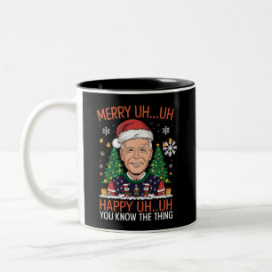 Taza Bicolor Funny Santa Joe Biden Merry Uh Navidades Ugly