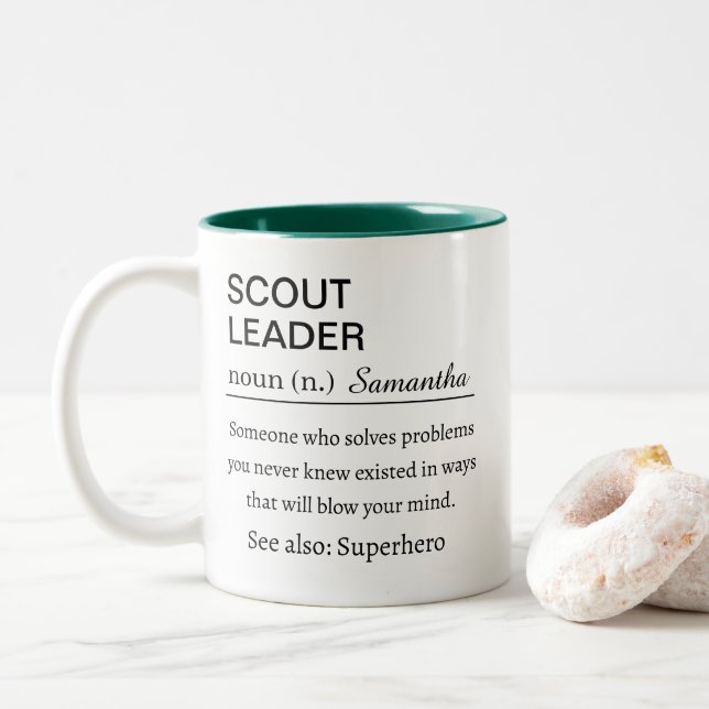 Taza Bicolor Funny Scout Leader Definition (Con donut)