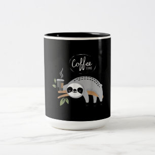 Taza Bicolor Funny Sloth Drinking On Free Time