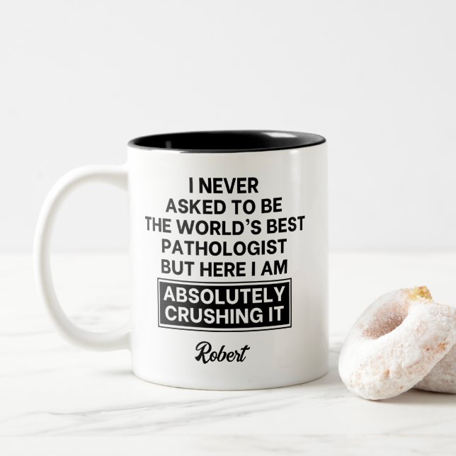 Taza Bicolor Funny World's Best Pathologist (Con donut)