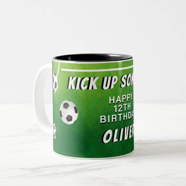 Taza Bicolor Fútbol Ball Niños Deportivos Cumpleaños (Anverso izquierdo)