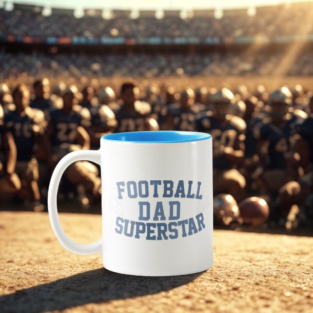 Taza Bicolor Fútbol Papá Superstar Café Mug (For the dad that loves football.)