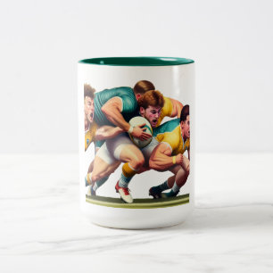 Taza Bicolor Futbolistas Del Rugby Mug De Dos Tonos