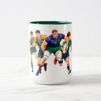 Taza Bicolor Futbolistas Del Rugby Mug De Dos Tonos