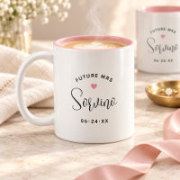 Futura Sra. Monograma de boda rosa en letra script