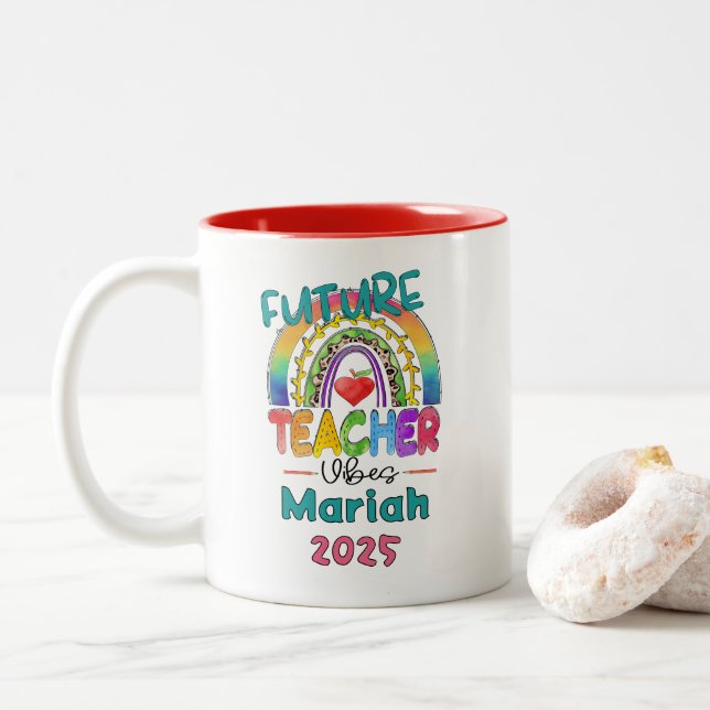 Taza Bicolor Future Teacher Personalized  (Con donut)