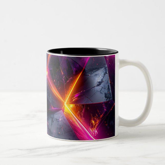Taza Bicolor Futuristic Luminous Crystal Geometry Mug (Derecha)