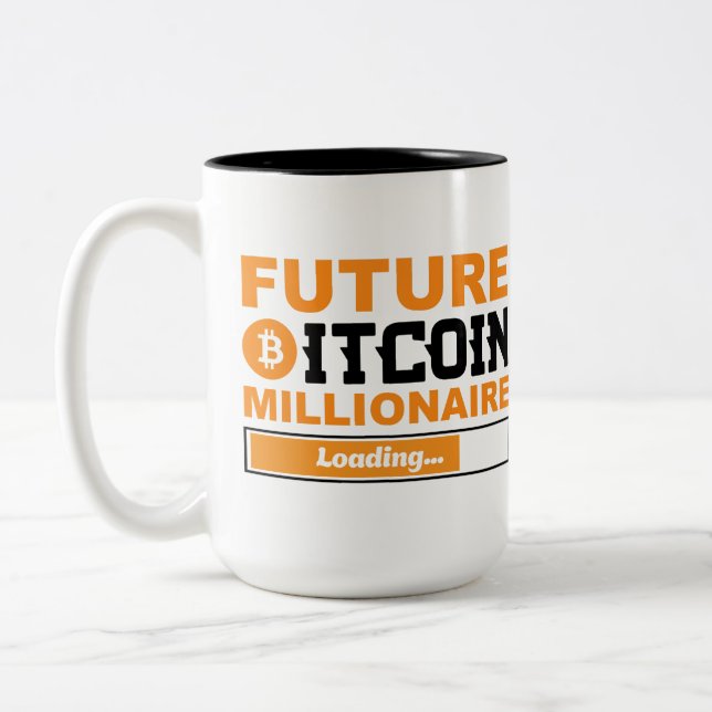 Taza Bicolor Futuro Millonario Humor Bitcoin Criptomoneda  (Izquierda)