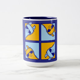 Taza Bicolor Gafas de sol cuadruple patrón Pop Art de Llama Ret