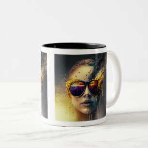 Taza Bicolor Gafas quemadas Mug de dos tonos, 11 oz