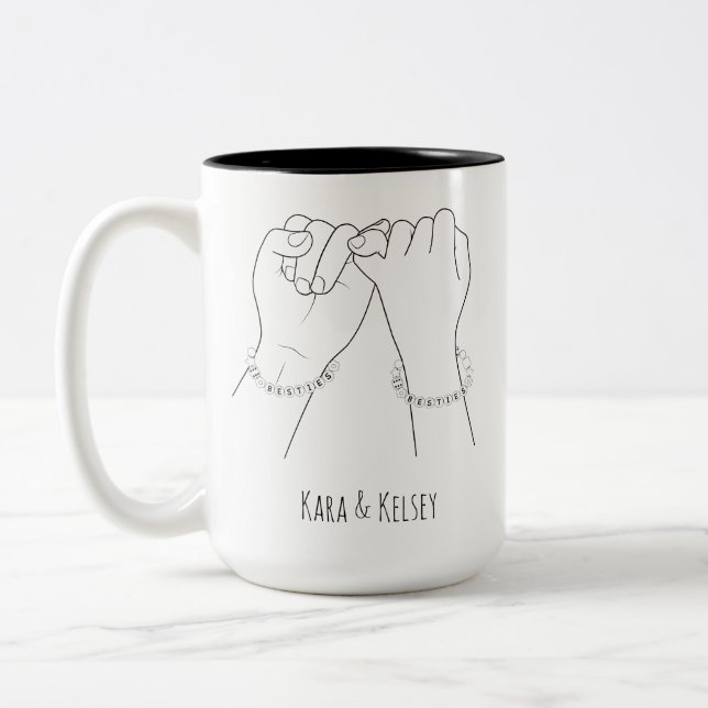 Taza Bicolor Galantines Custom Besties Gift Line Drawn (Izquierda)