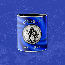 Taza Bicolor Galaxia azul zodiaca Aquarius Mug