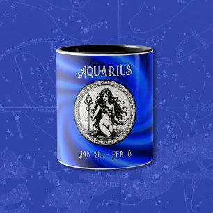 Taza Bicolor Galaxia azul zodiaca Aquarius Mug
