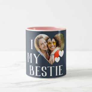 Taza Bicolor Galentines I Love My Bestie Personalized Photo