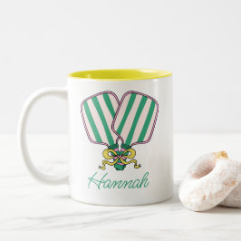 Taza Bicolor Gales de bolas de pollo verde rosa y amarillo perr