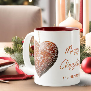 Taza Bicolor Galleta de Navidad Rústica Decorada Tradicional