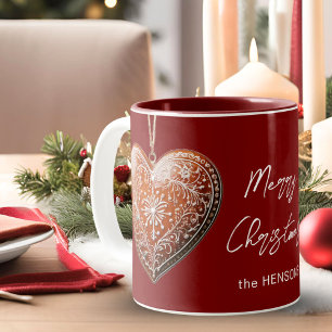 Taza Bicolor Galleta de Navidad Rústica Decorada Tradicional