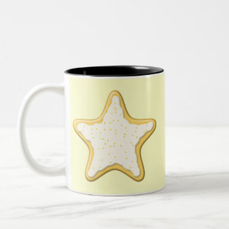 Taza Bicolor Galleta helada de la estrella. Amarillo y crema