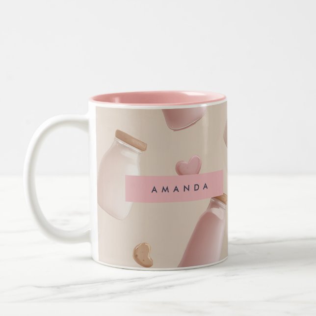 Taza Bicolor Galleta rosa y fresa personalizada (Izquierda)