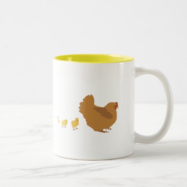 Taza Bicolor Gallina y polluelos de la madre (Derecha)